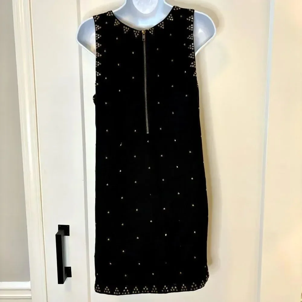 Free People black and gold embellished shift‎ dress size 6